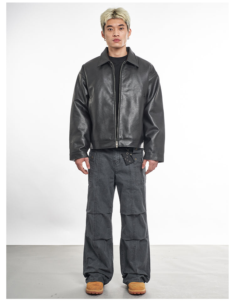 F3F Select Basic PU Leather Motorcycle Jacket | Face 3 Face