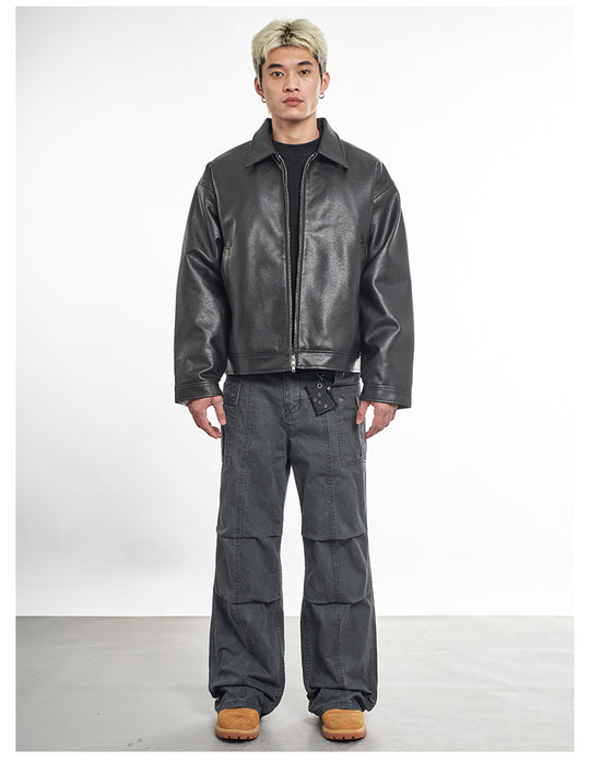 F3F Select Basic PU Leather Motorcycle Jacket | Face 3 Face