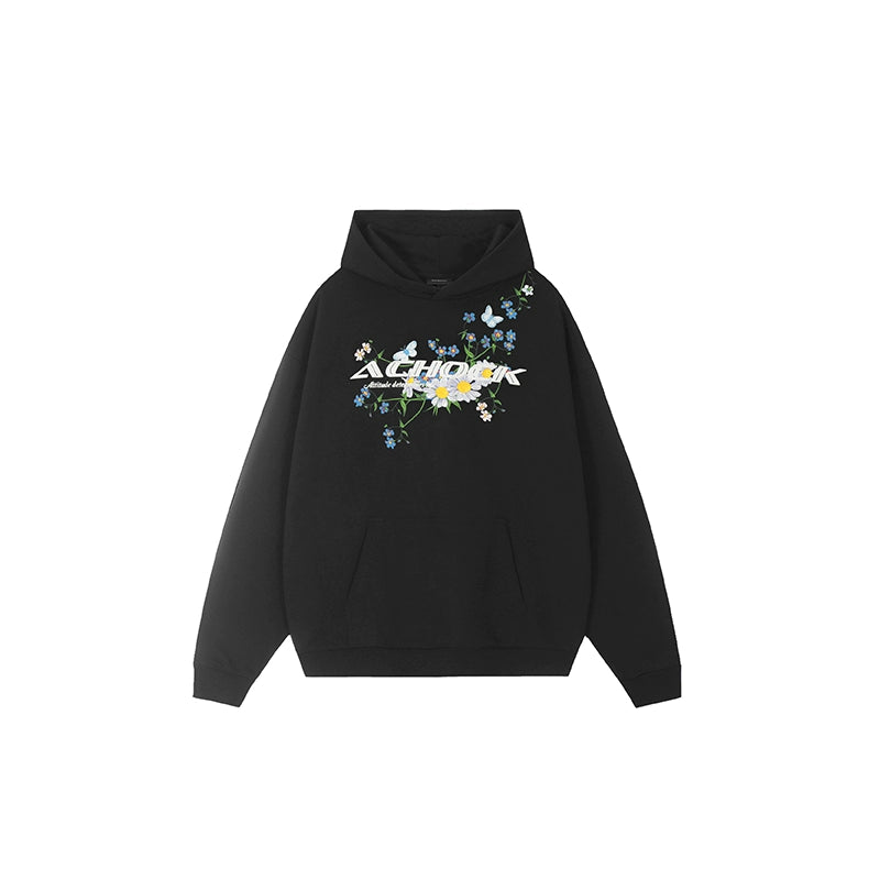 Puff print hoodies | Achock Foam Printed Flower Hoodie | Face 3 Face