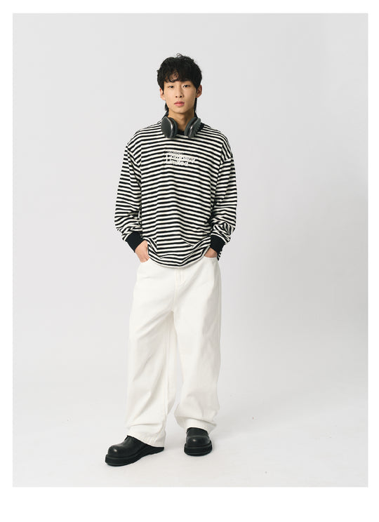 S45 Striped Embroidery Long-Sleeve Tee | Face 3 Face