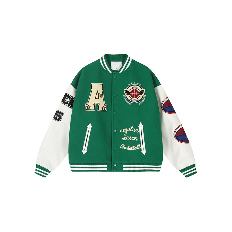 Achock Monogrammed Embroidered Flocked Baseball Jacket