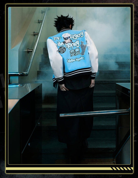 MEDM × Jujutsu Kaisen Character Patch Varsity Jacket | Face 3 Face