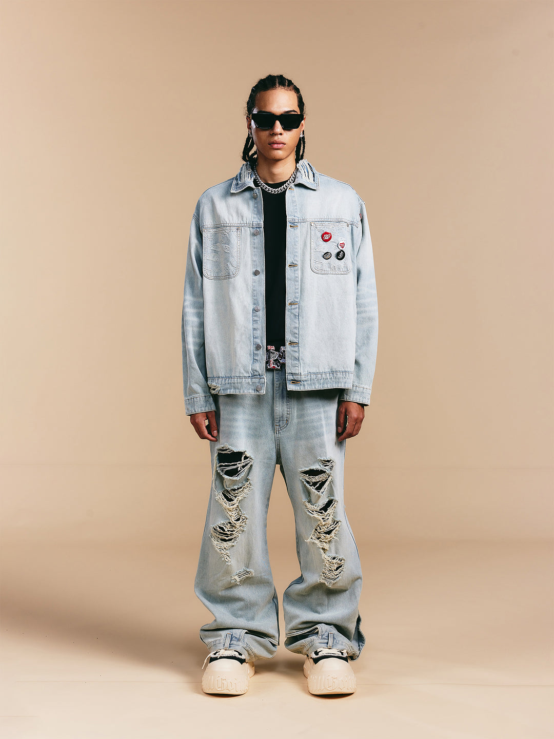 1807× LABT Paisley Pattern Washed Denim Jeans | Face 3 Face