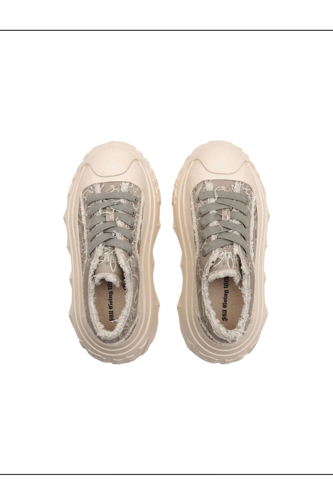 1807 INF-008 Gothic Lace Up Canvas Paisley Chunky Sneakers | Face 3 Face