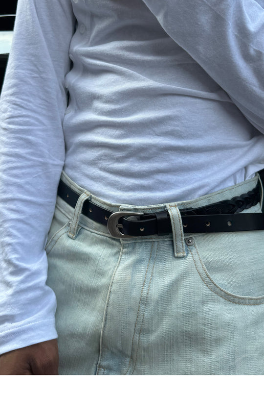 STEEPC Leather Braided Metal Buckle Belt | Face 3 Face