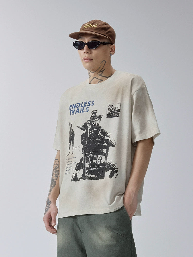 F2CE Mud Dyed Vintage Print Tee | Face 3 Face