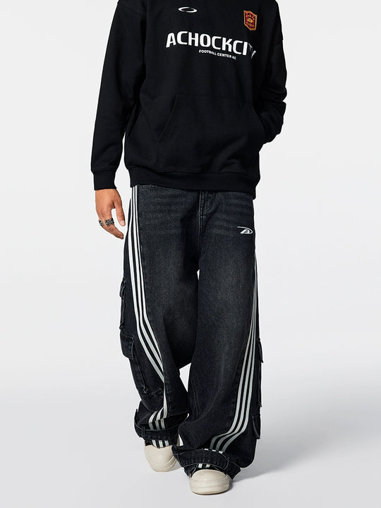 Achock Striped Multi Pocket Work Baggy Jeans | Face 3 Face