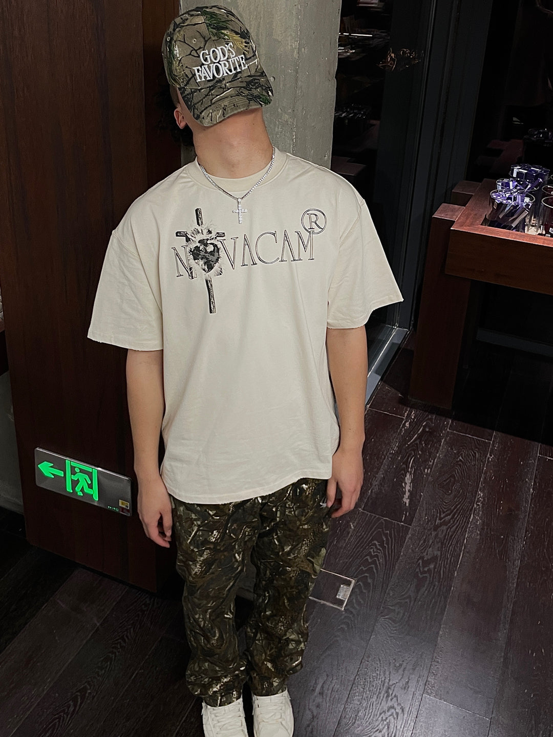 NOVACAM Vintage Frayed Logo Print Backstitch Tee | Face 3 Face