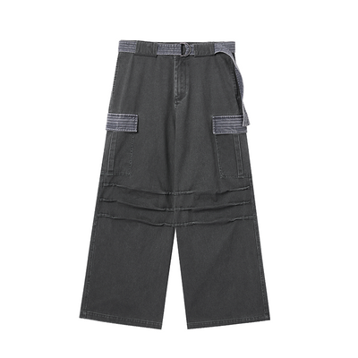 JHYQ Contrast Color Pleated Baggy Cargo Pants | Face 3 Face