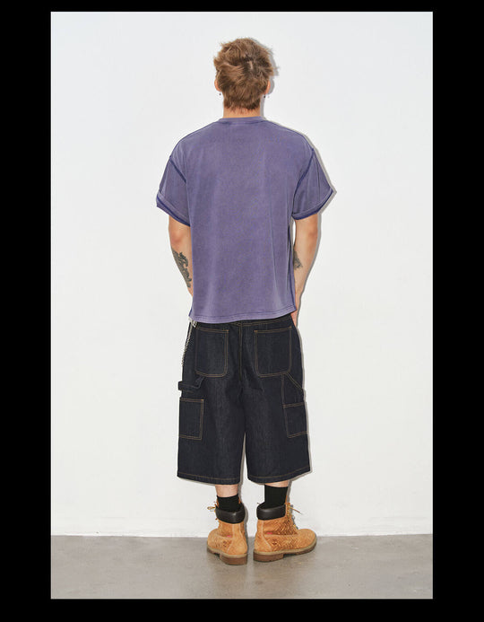 NOVACAM Vintage Washed Circle Star Print Short Sleeve Tee | Face 3 Face