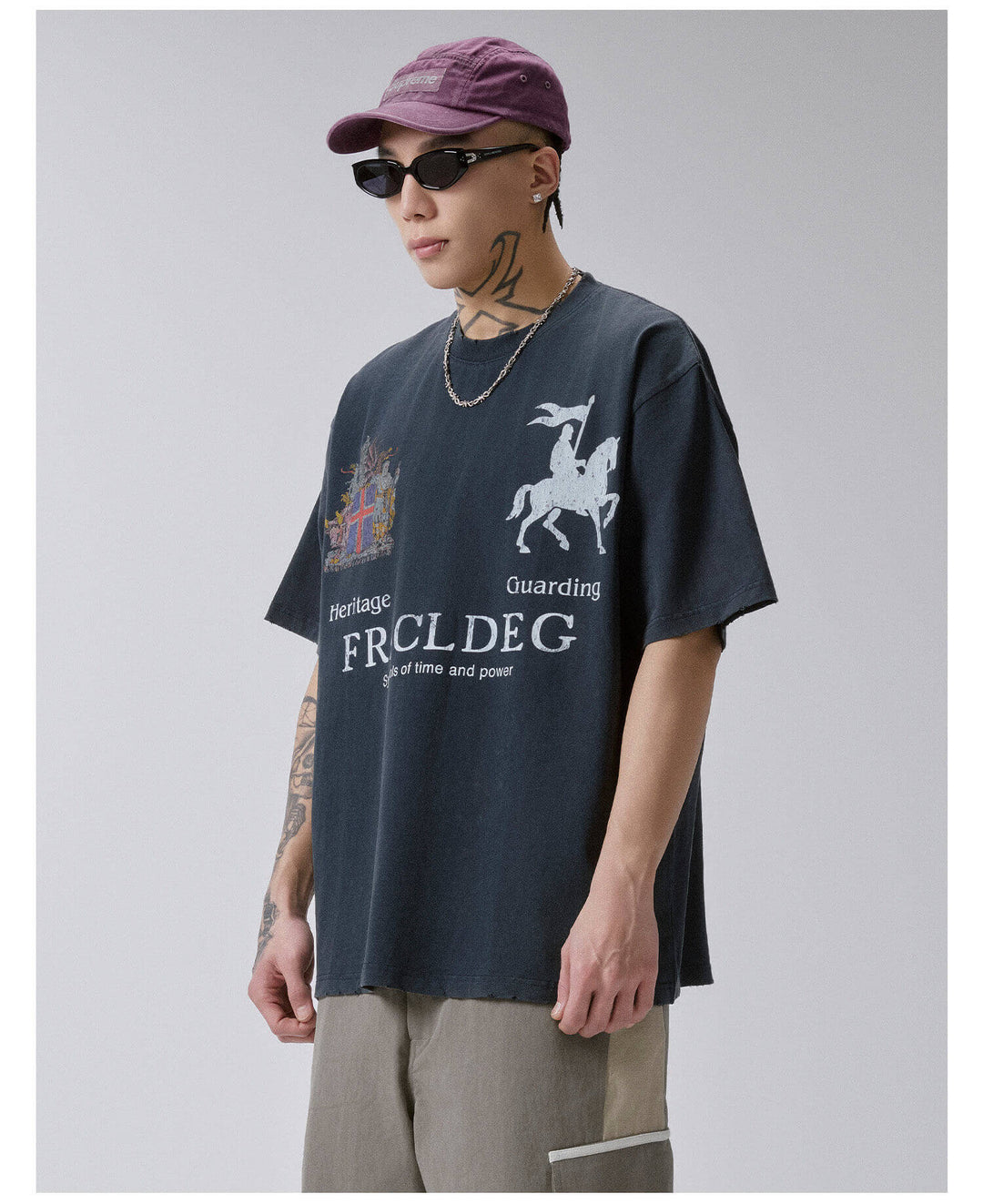 F2CE Heritage Crest Vintage Print Distressed Short Sleeve Tee | Face 3 Face