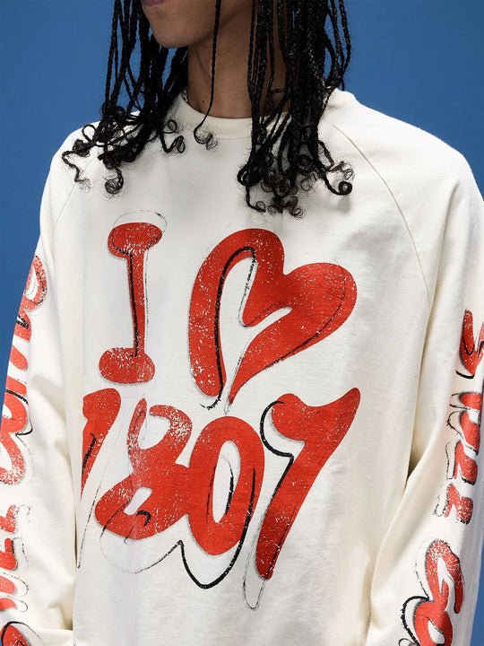 1807 Graffiti Heart Printed Long Sleeve Tee | Face 3 Face