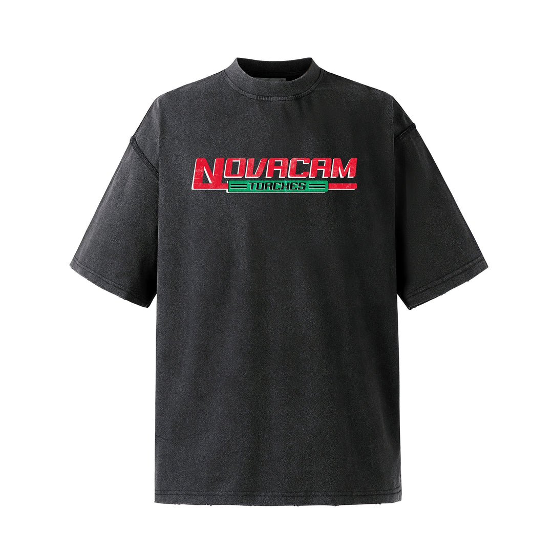 NOVACAM Logo Torches Vintage Print Backstitch Washed Tee | Face 3 Face