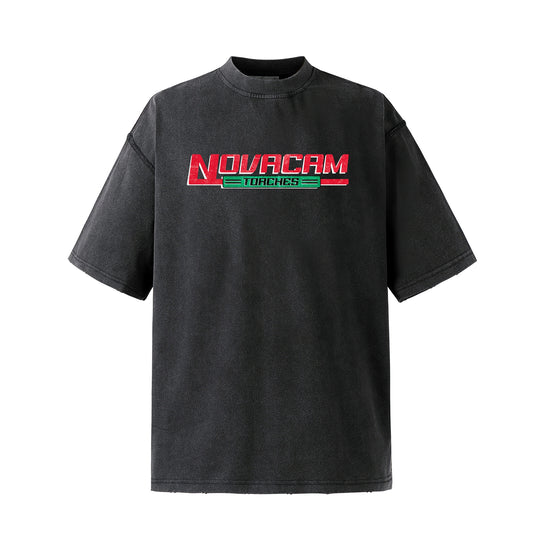 NOVACAM Logo Torches Vintage Print Backstitch Washed Tee | Face 3 Face