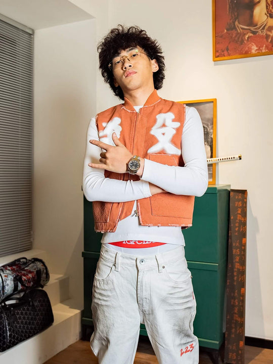 TGFCLUB Distressed Embossed Quilted Zip Up Vest | Face 3 Face