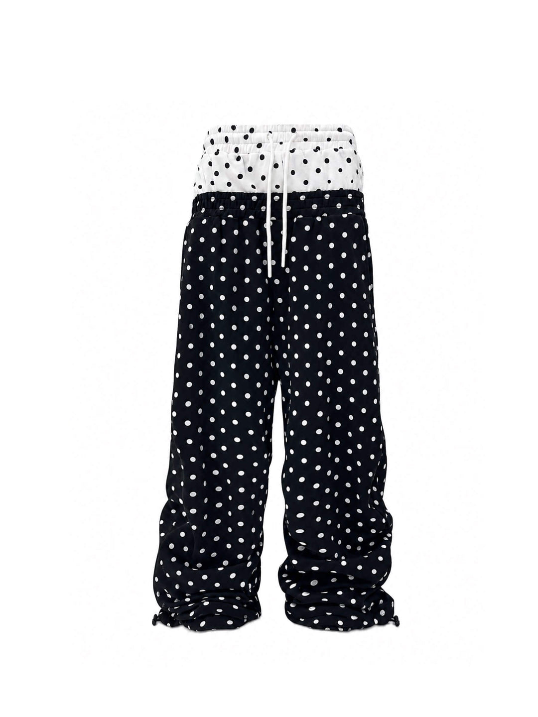 KARMANISTIC Color Block All Over Dot Print Double Waist Baggy Sweatpants | Face 3 Face