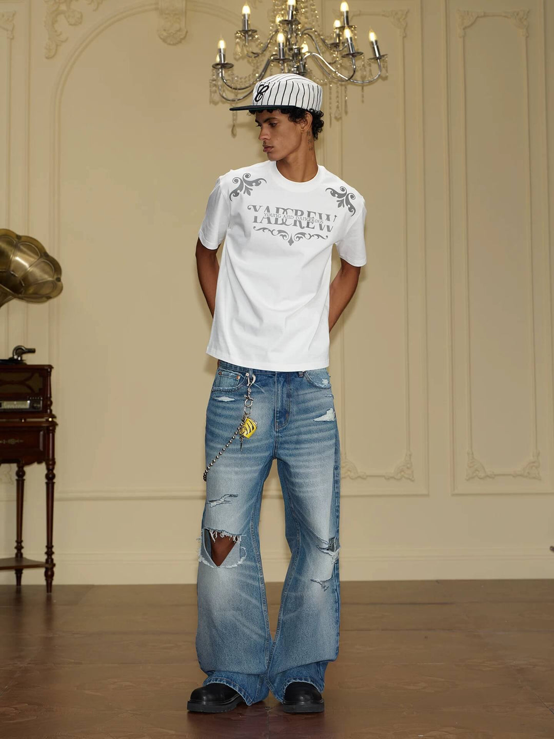 YADcrew Vintage Whiskered Washed Distressed Jeans | Face 3 Face