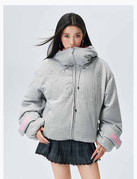 MEDM Embossed Logo Hooded Down Jacket | Face 3 Face