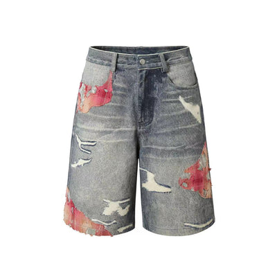 YADcrew Evening Lace Print Denim Shorts | Face 3 Face