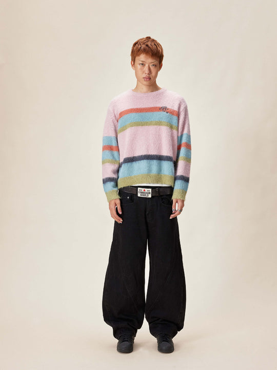 EVILKNIGHT(EK) Rainbow Striped Knit Sweater | Face 3 Face