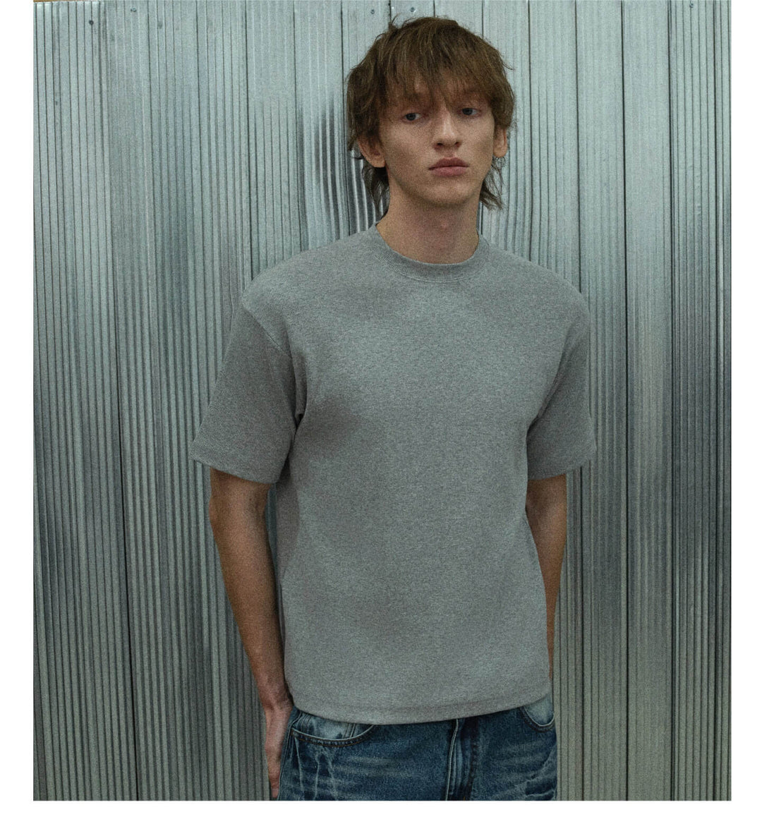 S45 Plain Ribbed Short Sleeve Tee | Face 3 Face