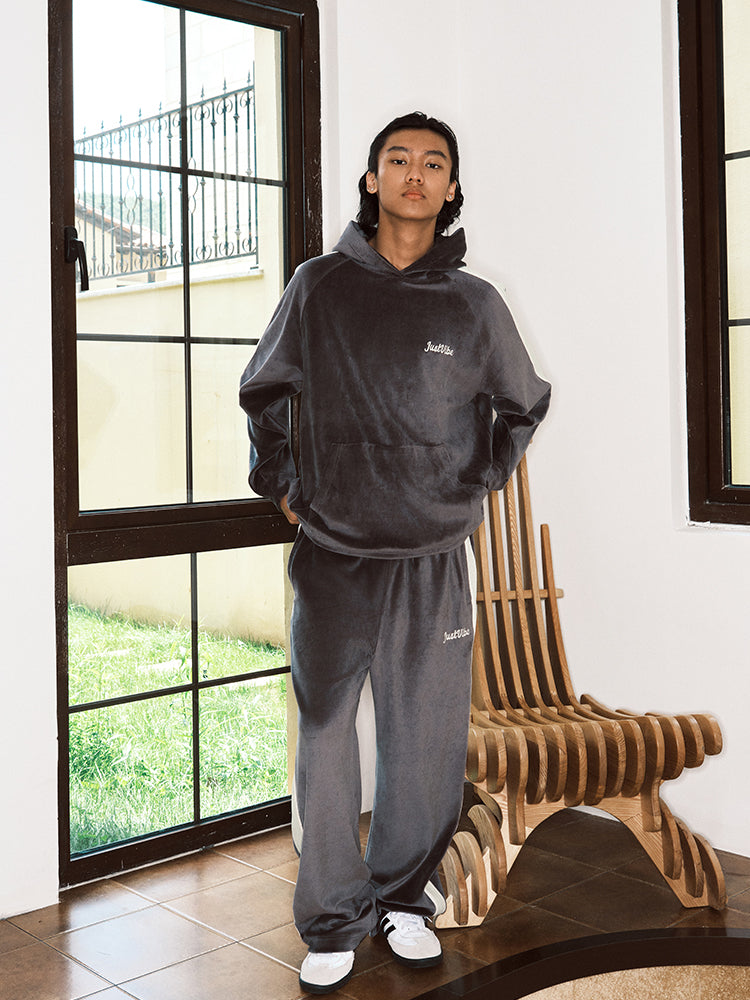 JUST VIBE Side Stripe Velvet Hoodie | Face 3 Face