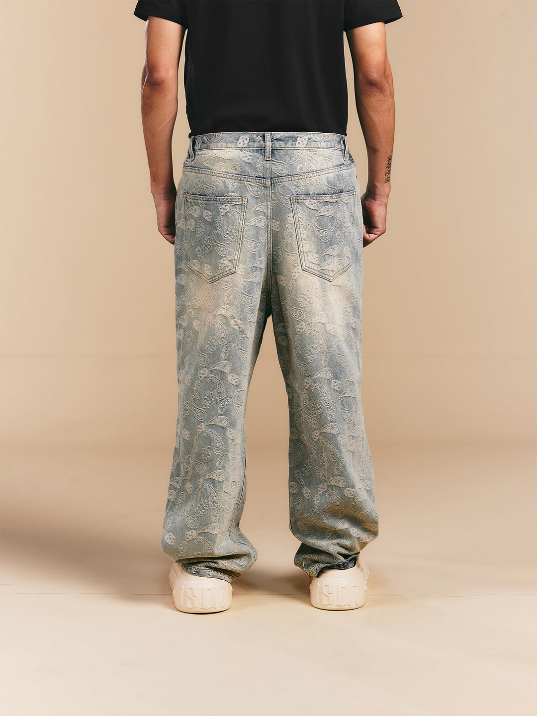 1807 Allover Paisley Washed Denim Jeans | Face 3 Face