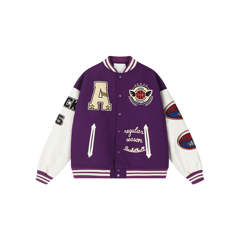 Achock Monogrammed Embroidered Flocked Baseball Jacket