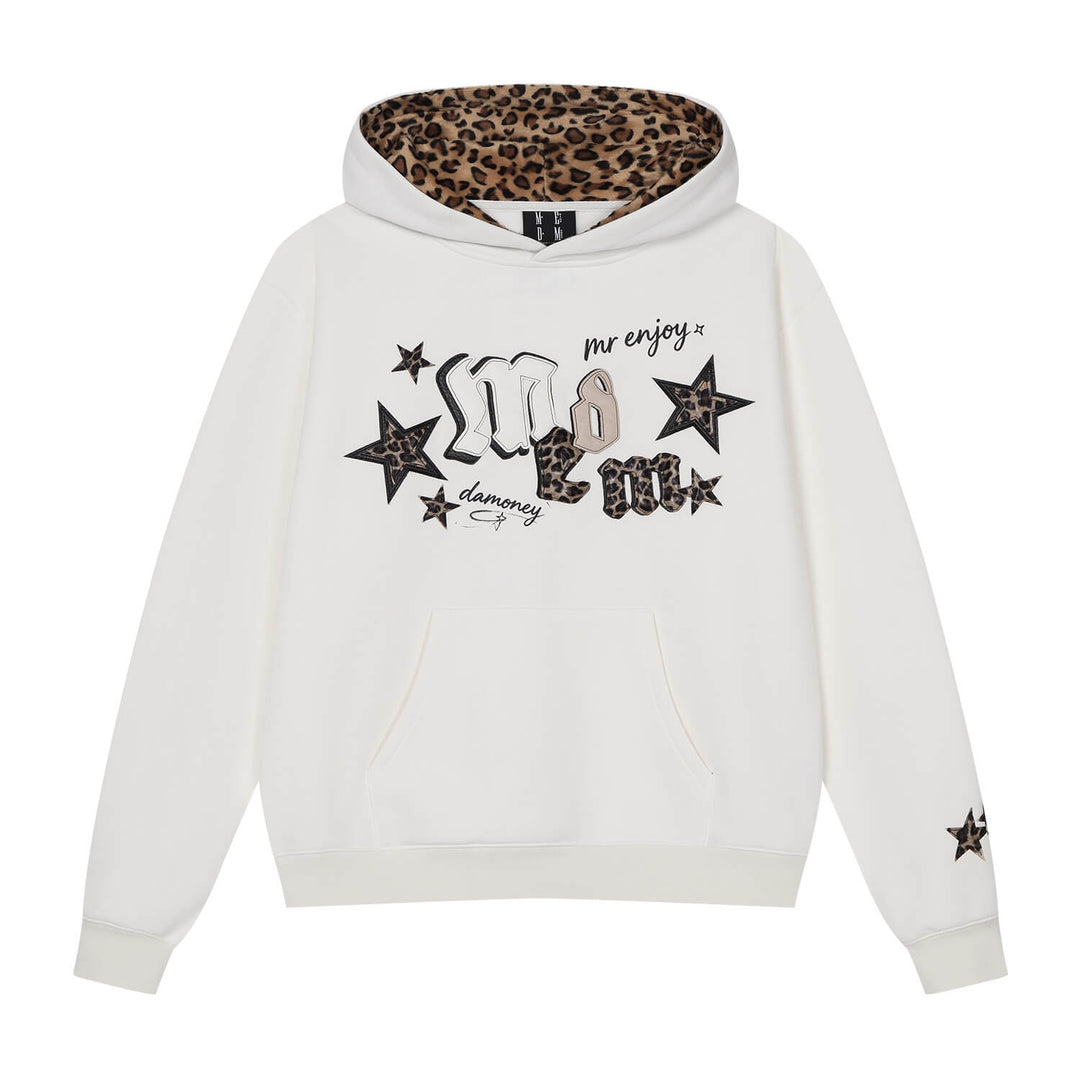 MEDM Leopard Hood Lining Star Logo Patch Hoodie | Face 3 Face