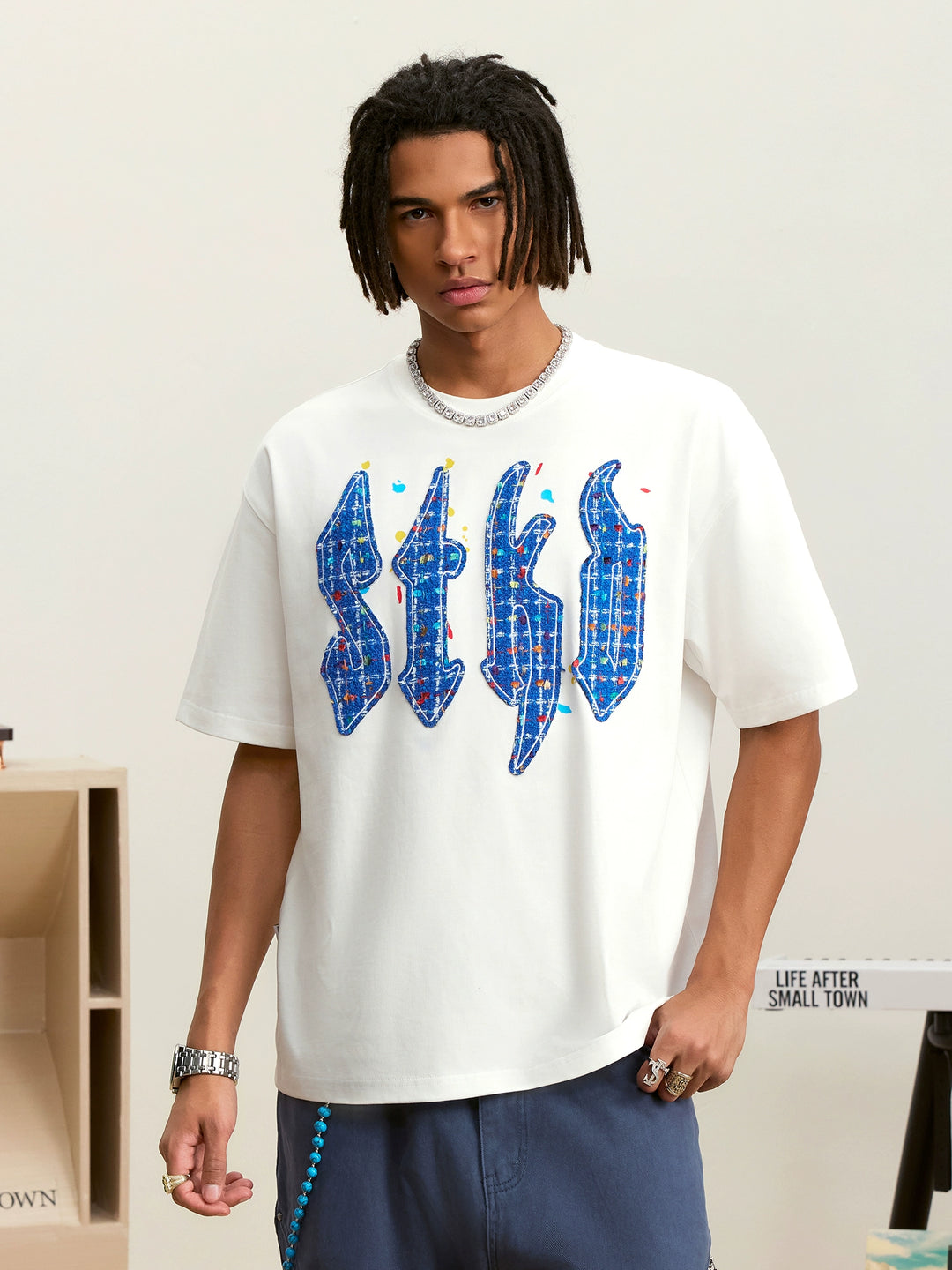 Small Town Kid Plaid STKD Patch Splash Ink Tee | Face 3 Face