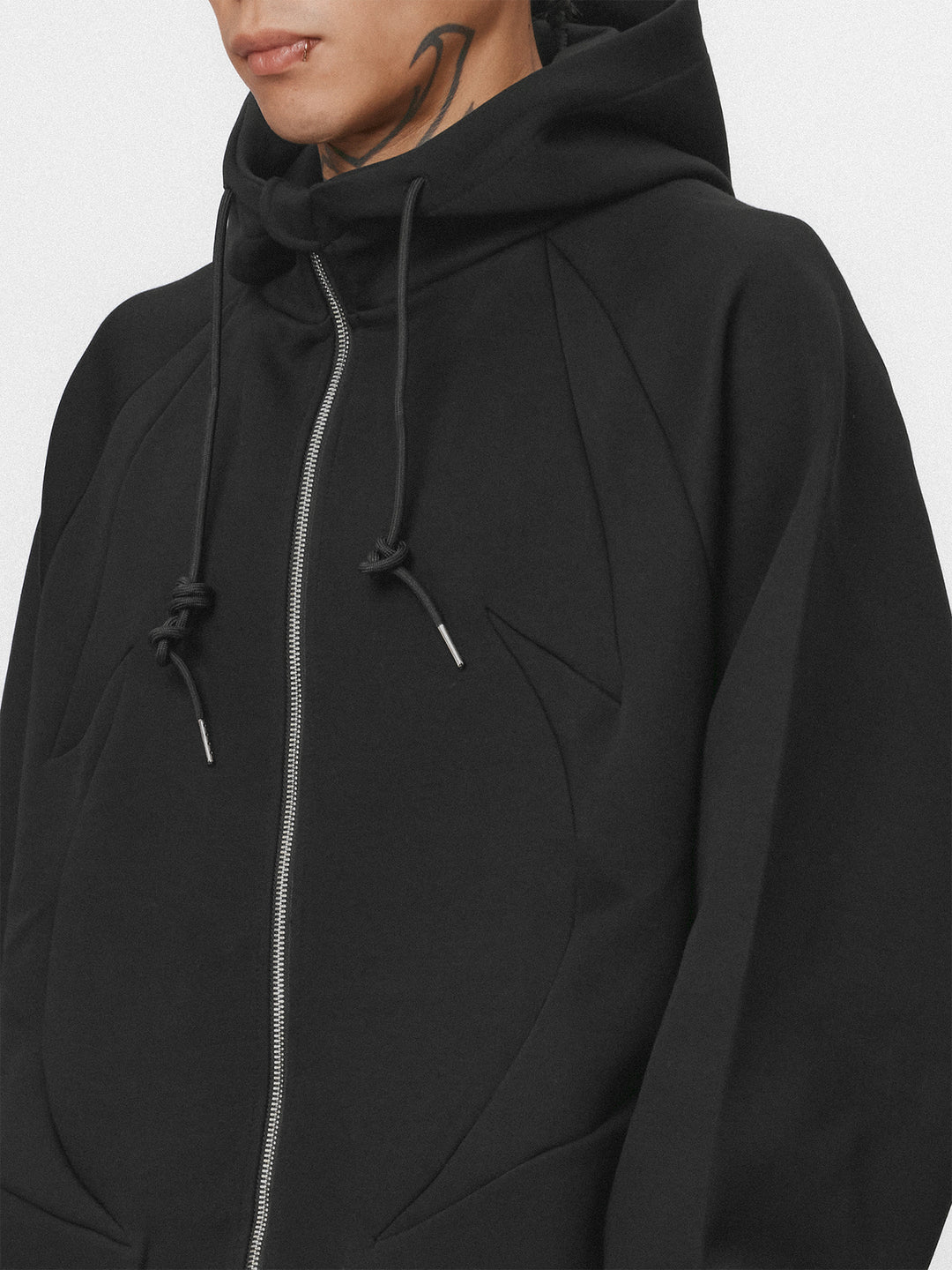 1807 Four Pointed Star Layered Zip Up Hoodie Jacket  | Face 3 Face