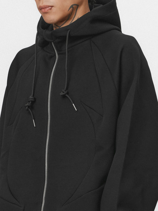 1807 Four Pointed Star Layered Zip Up Hoodie Jacket  | Face 3 Face