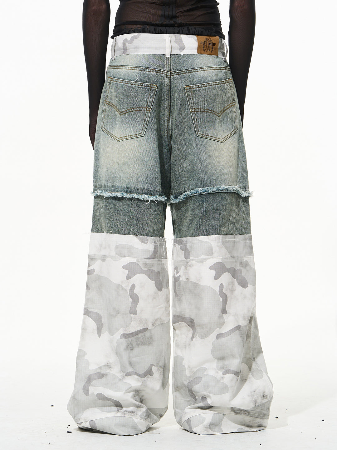 BLIND NO PLAN Camouflage Denim Patchwork Baggy Jeans | Face 3 Face