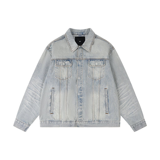 1807 Still Going Vintage Print Wash Denim Jacket | Face 3 Face