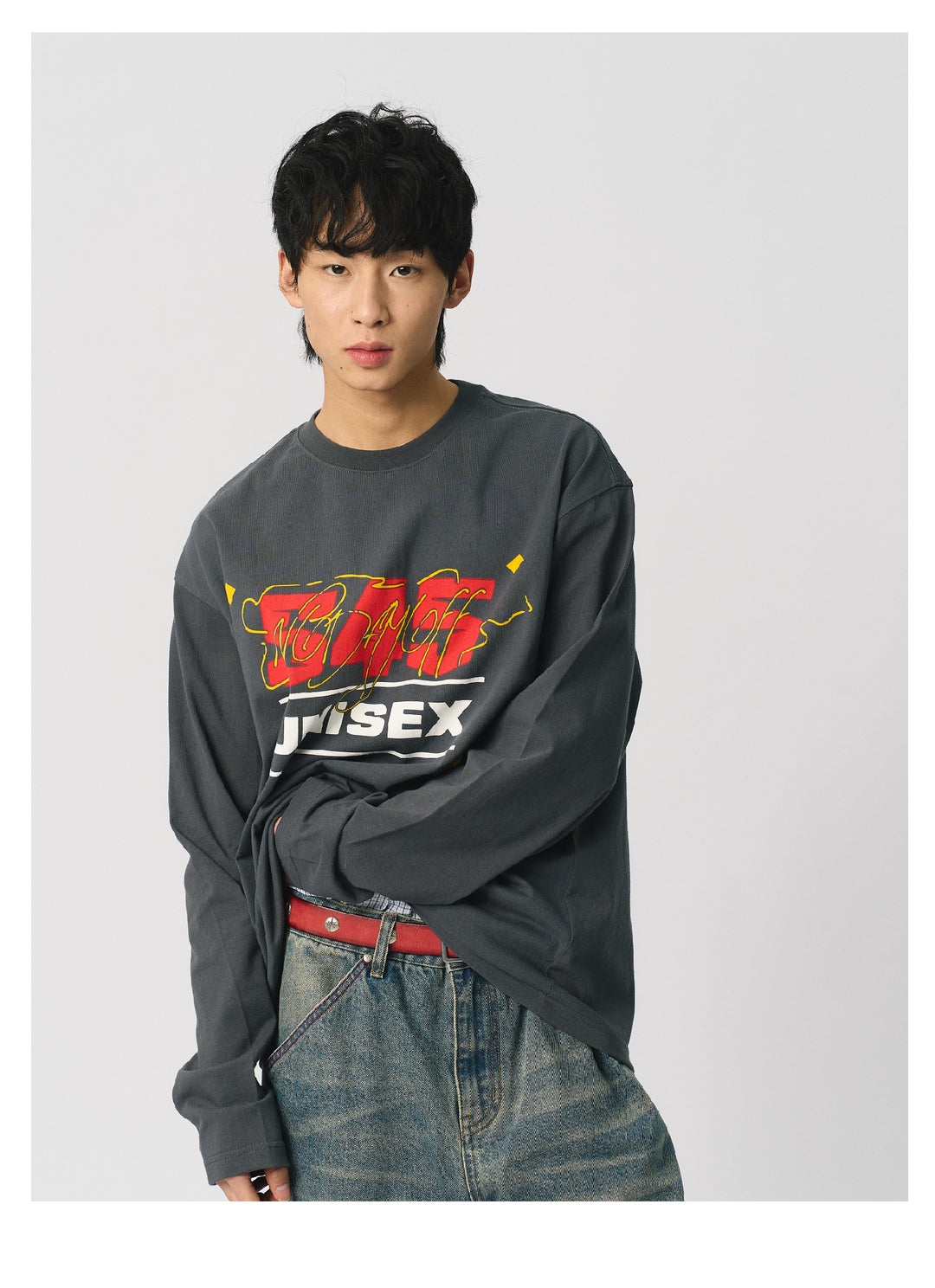 S45 Basic Letter Logo Printed Long-Sleeve Tee | Face 3 Face