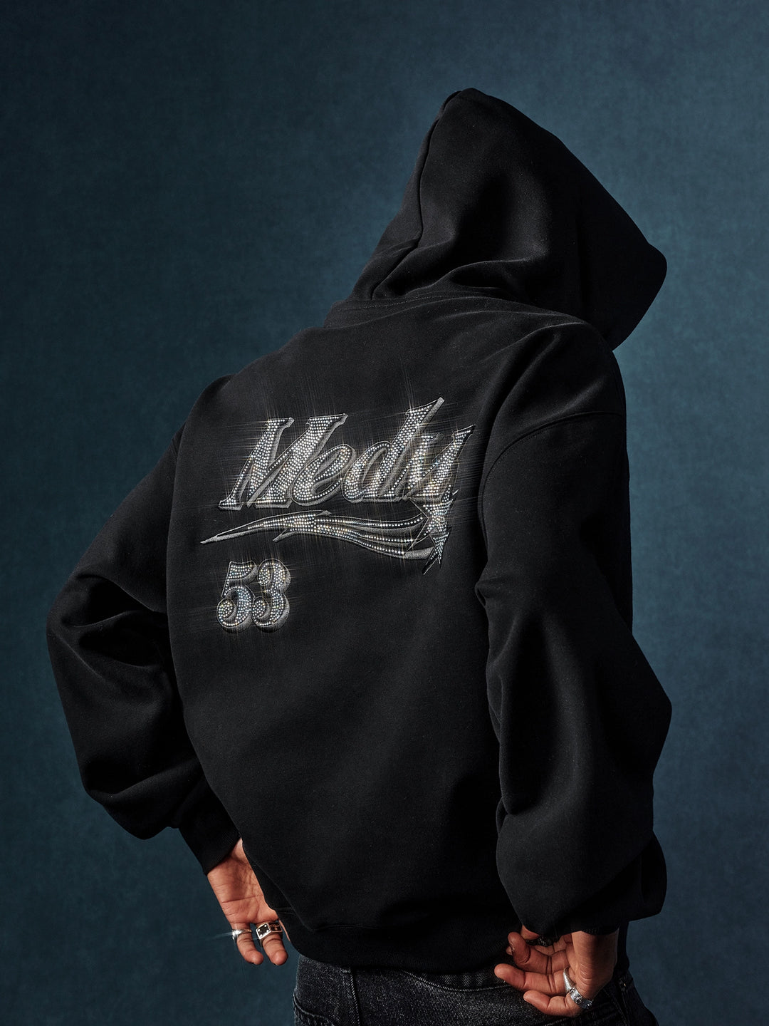 MEDM Rhinestone Star Logo Embroidered Hoodie | Face 3 Face