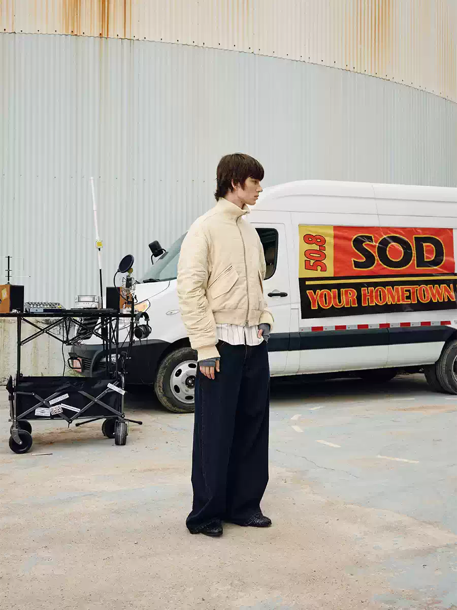 SOD Co. Beige Pilling Custom Pleated MA-1 Bomber Jacket | Face 3 Face