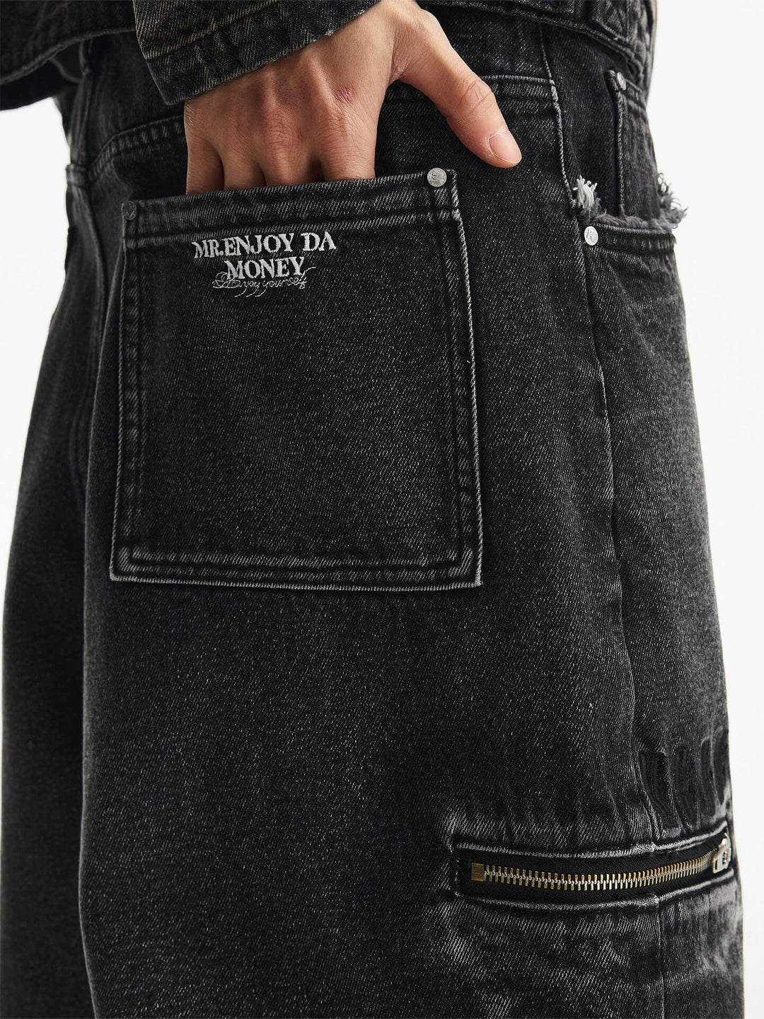 MEDM Structured Washed Distressed Frayed Jeans | Face 3 Face