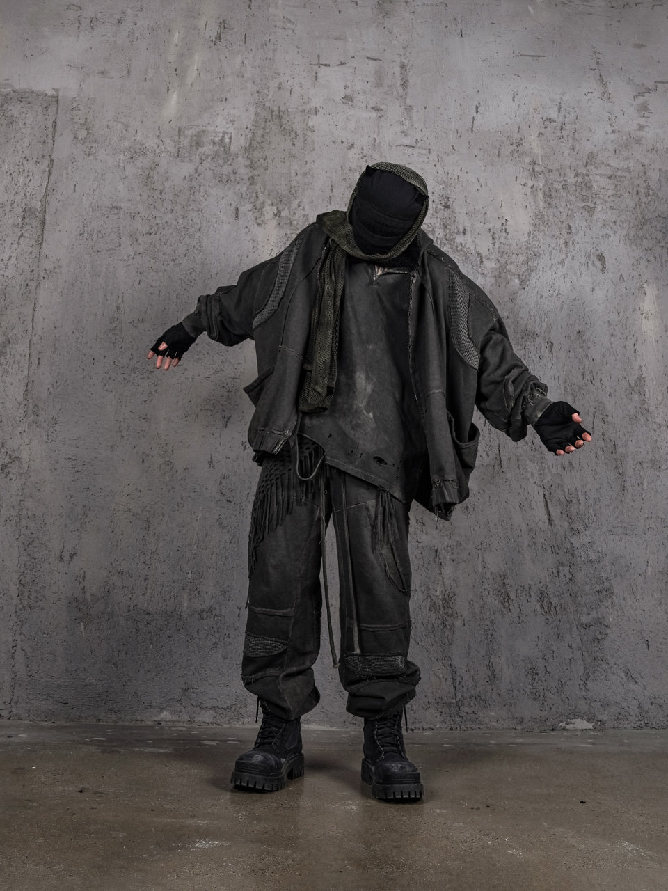 UNDERWATER Dirty Dyed Deconstructed Zip-Up Sweatshirt Jacket | Face 3 Face