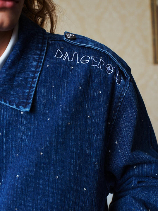 YADcrew All Over Starry Sky Rhinestone Denim Jacket | Face 3 Face