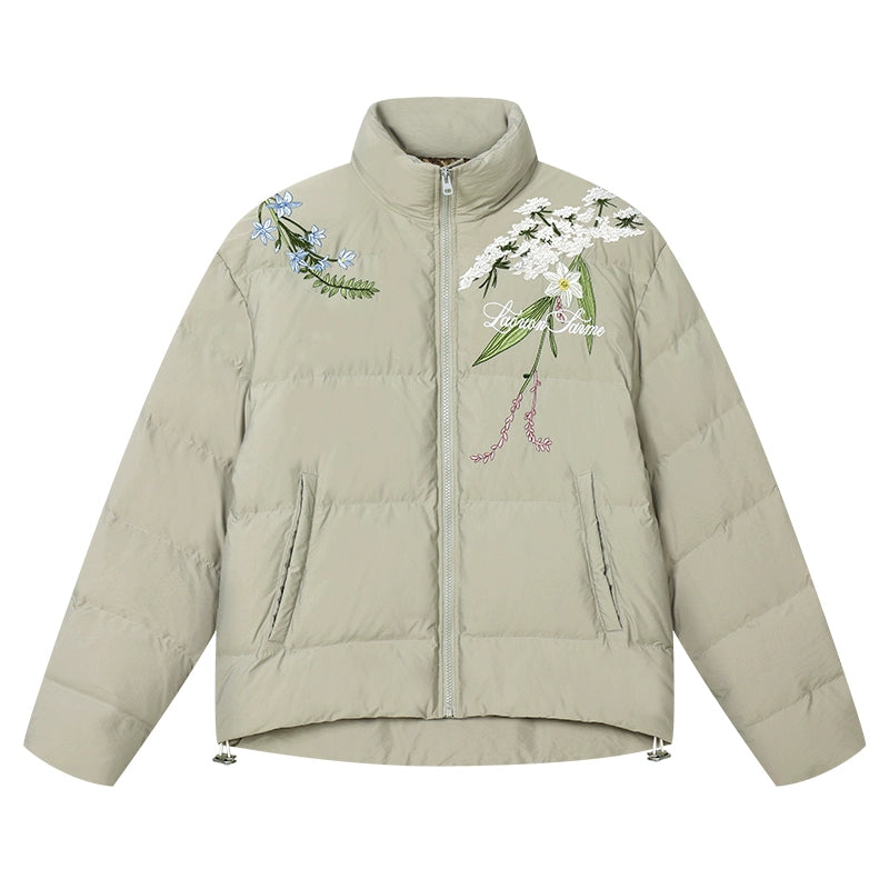 Harsh and Cruel Classic Flower Embroidery Puffer Jacket | Face 3 Face