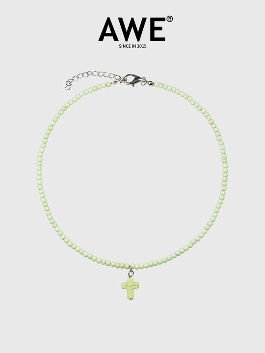 AWE Stone Beads Cross Necklace | Face 3 Face