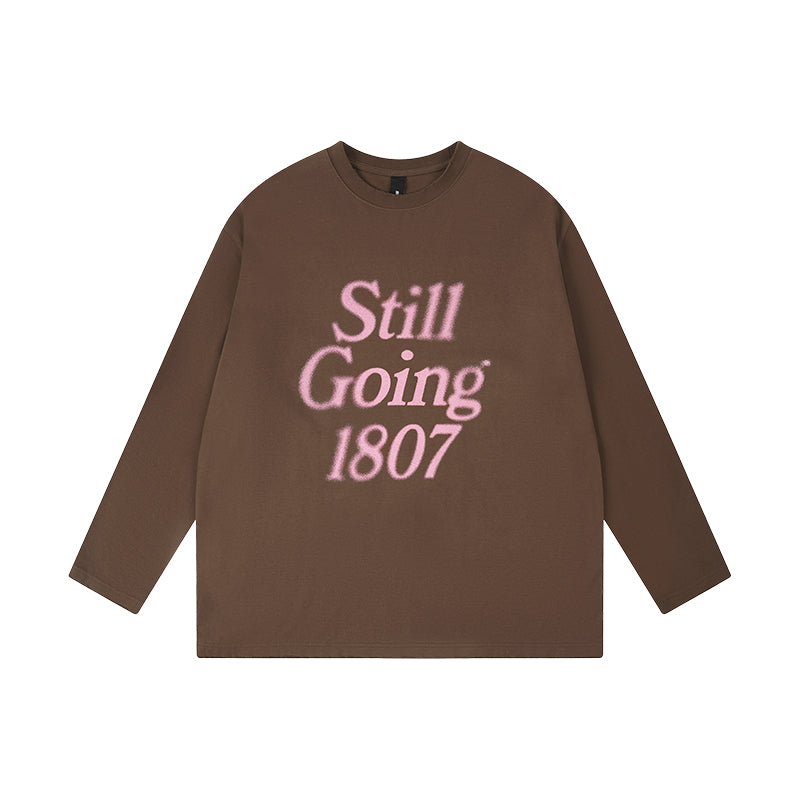 1807 Blurred Logo Print Distressed Long Sleeve Tee | Face 3 Face