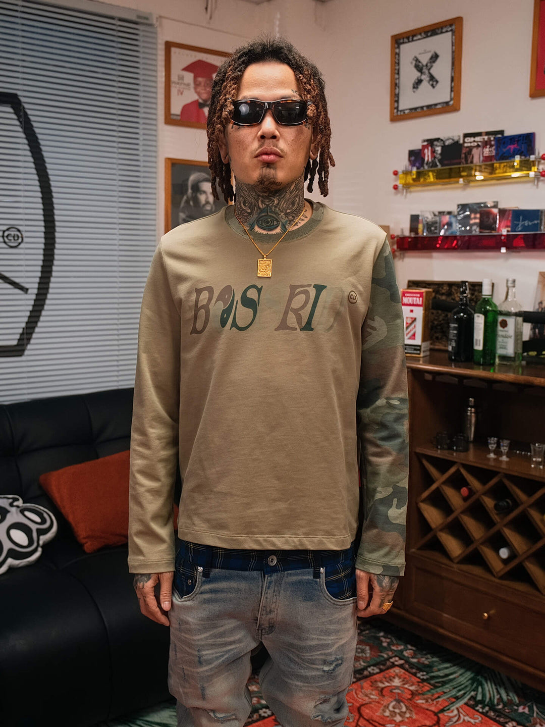 TGFCLUB Color Block Camo Slim Fit Long Sleeve Tee | Face 3 Face