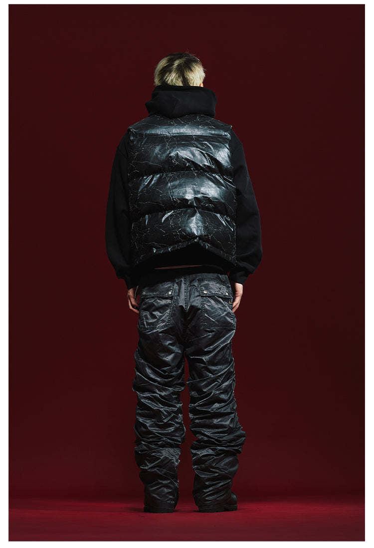 Remedy Cracked Design Puffer Vest | Face 3 Face