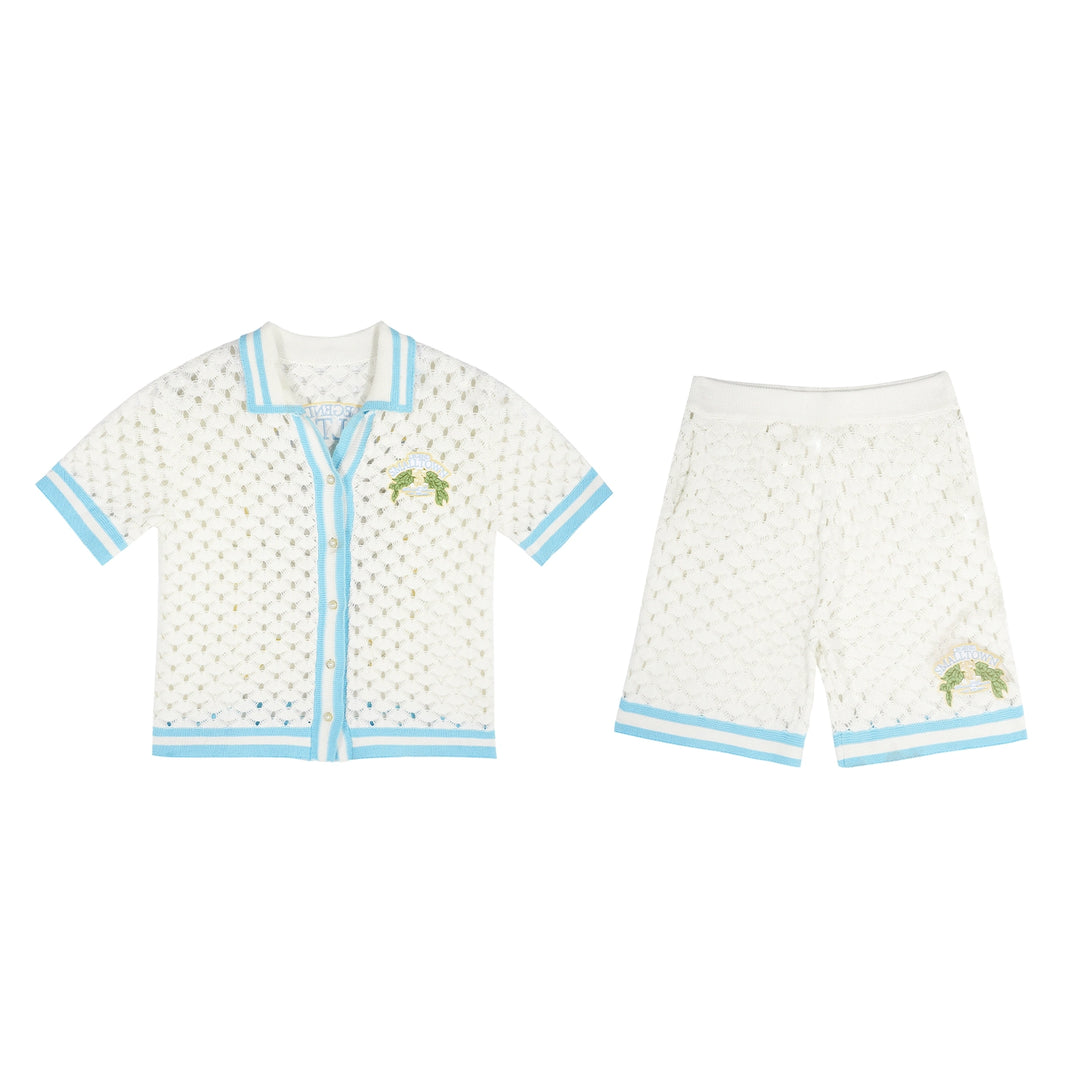 Small Town Kid Crochet-Knit Hawaiian Shirt Set | Face 3 Face