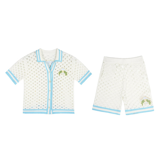 Small Town Kid Crochet-Knit Hawaiian Shirt Set | Face 3 Face