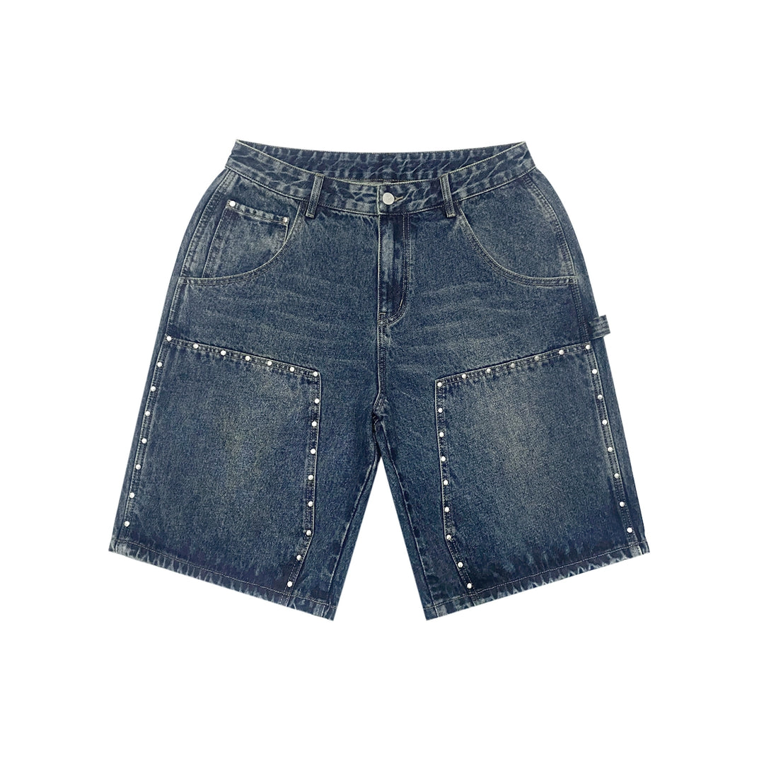 RUSURE Crash Studded Double Knee Denim Shorts | Face 3 Face