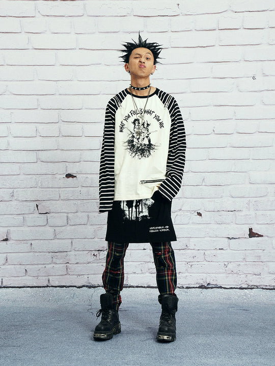 VENTUREK Multi Zipper Stripe Sleeve Raglan Long Sleeve Tee | Face 3 Face