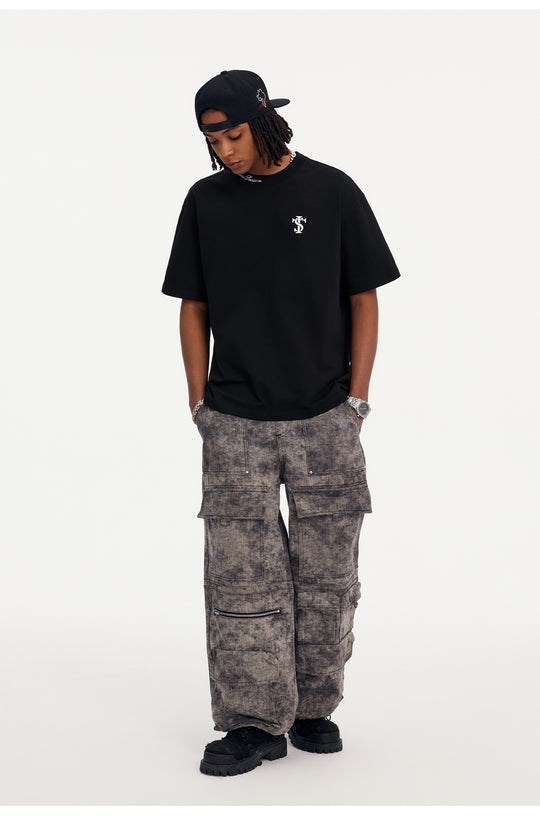 Small Town Kid Neckline Letter Embroidered Basic Tee | Face 3 Face